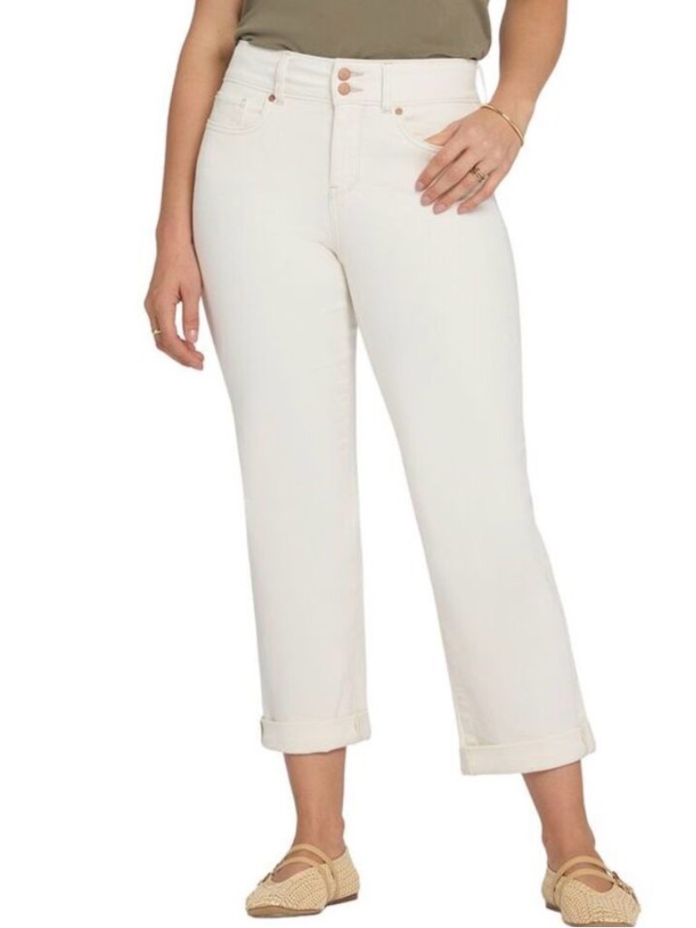 NYDJ Women’s Bailey Vintage White Straight Leg Cropped Jean